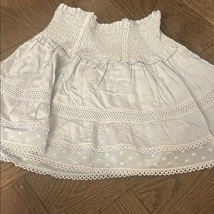 Love shack fancy Light Blue Lace Trimmed Women's Skirt